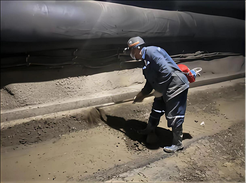 文明工班組薛忠雨對路面的渣石清理.png